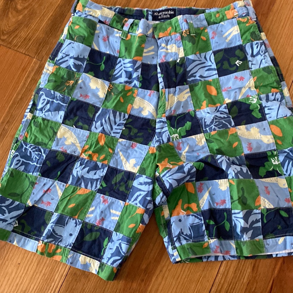 Abercrombie & Fitch madras plaid patchwork shorts, 34, excellent condition